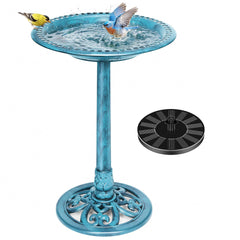 VIVOHOME bird bath front view showing blue finish and pedestal benefit: visual curb appeal