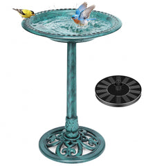 VIVOHOME front view of green bird bath and pedestal showing elegant finish and attraction