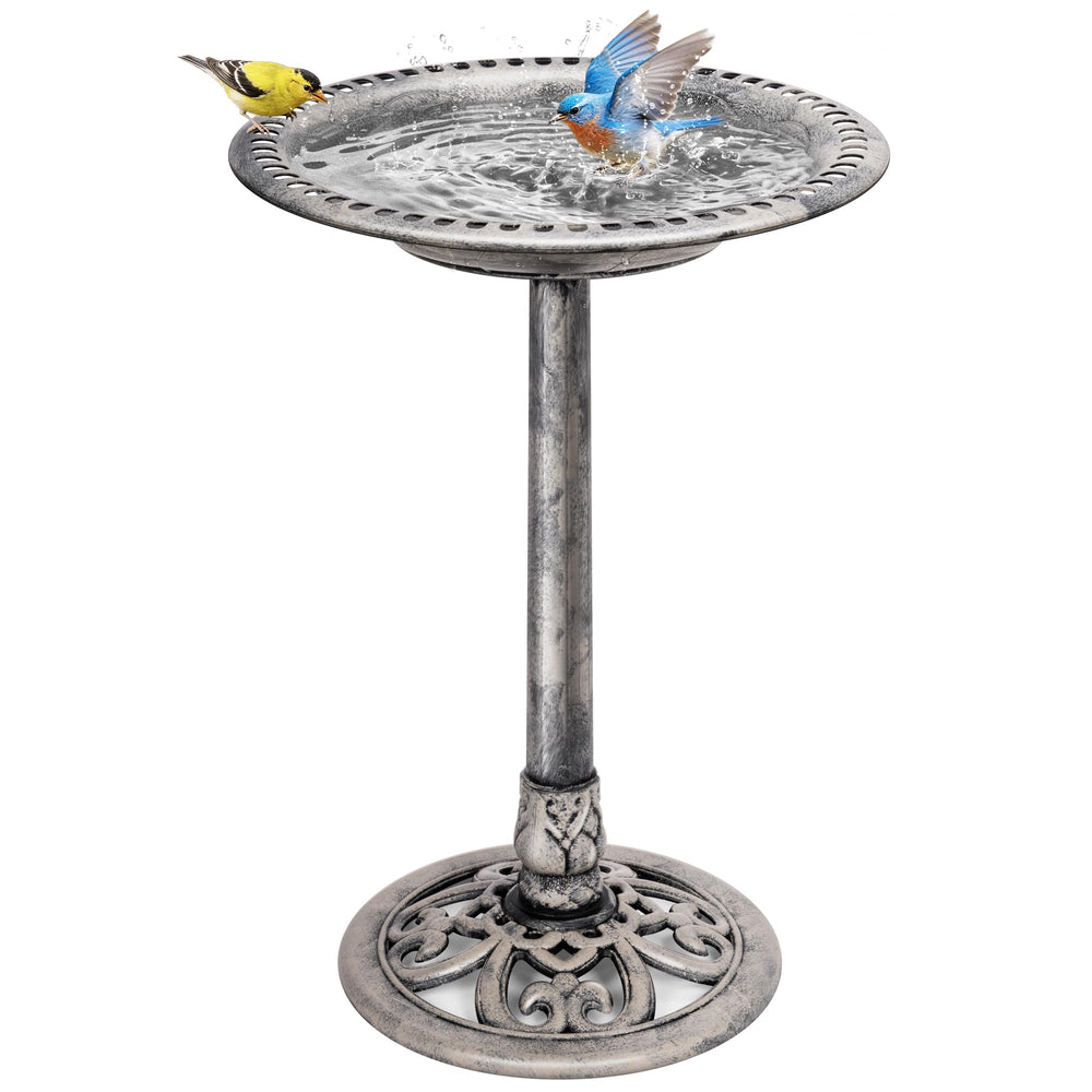 VIVOHOME front view of pedestal bird bath showing shape and scale benefit