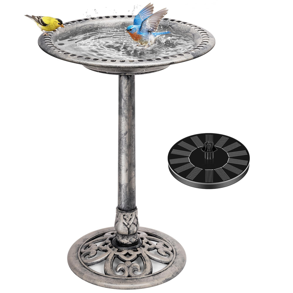 VIVOHOME bird bath full front view showing pedestal and bowl, durable outdoor design benefit