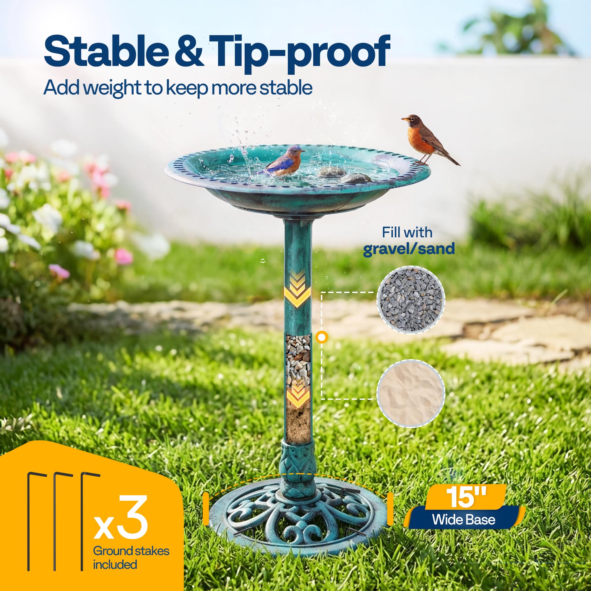 VIVOHOME bird bath placed in garden providing water source for wildlife