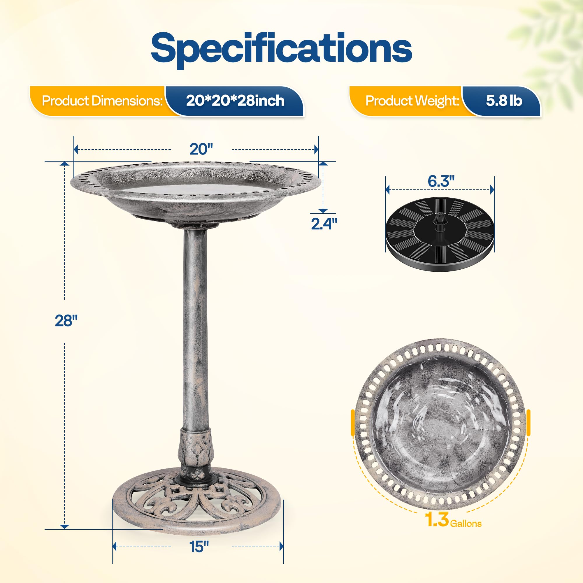 VIVOHOME bird bath in garden patio setting, enhances outdoor space and wildlife appeal benefit