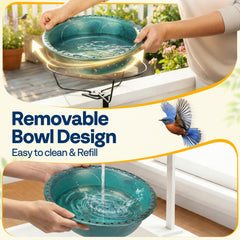 VIVOHOME bird bath attached to railing showing stable installation benefit