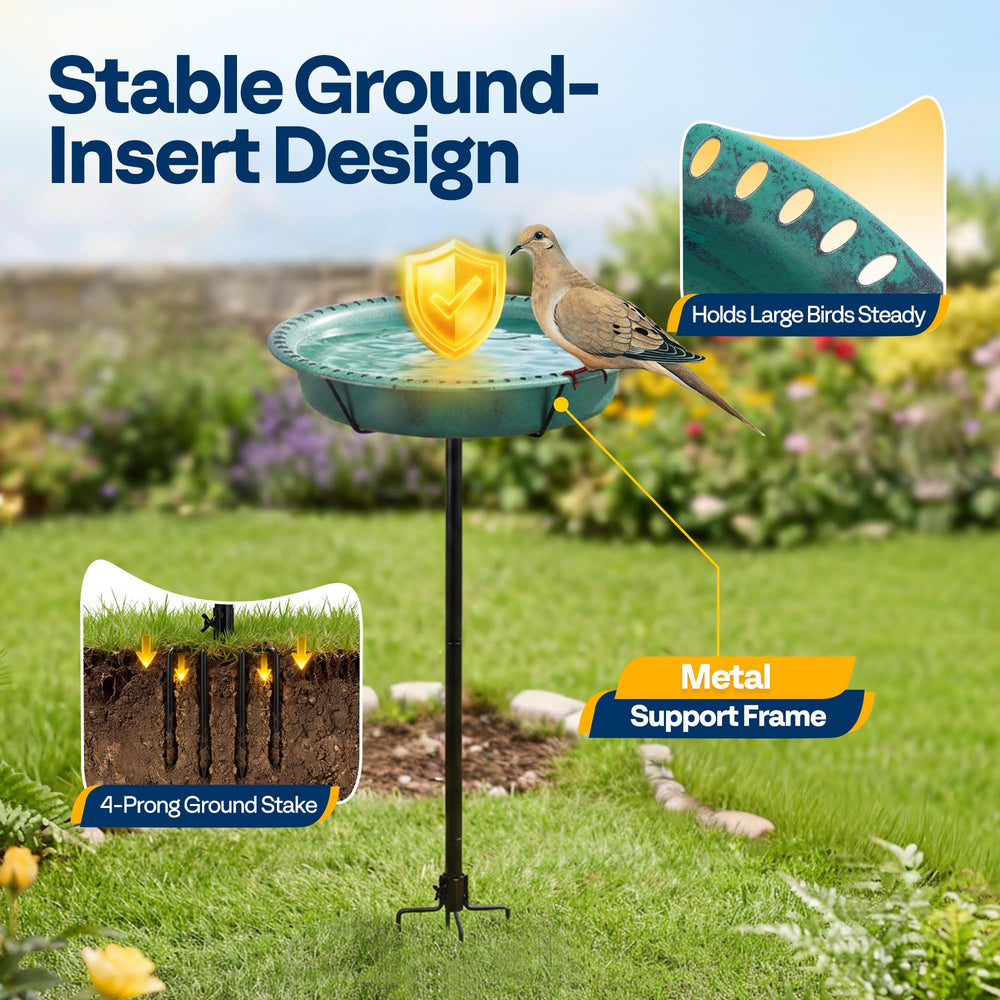 VIVOHOME bird bath set up with seeds showing dual feeder and bath use