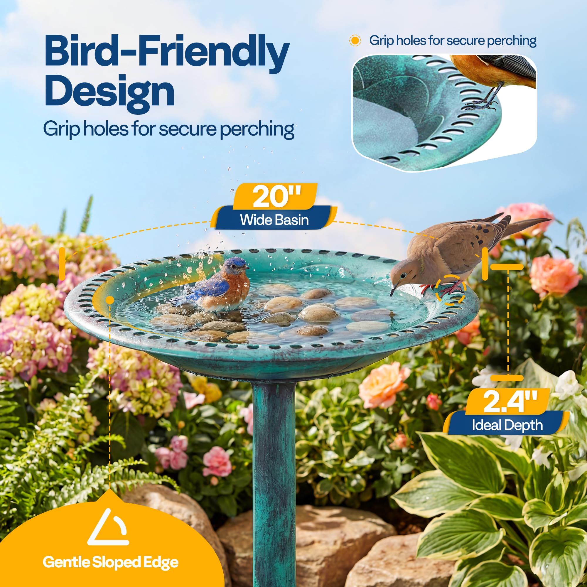 VIVOHOME threaded bowl connection for quick removal and easy cleaning
