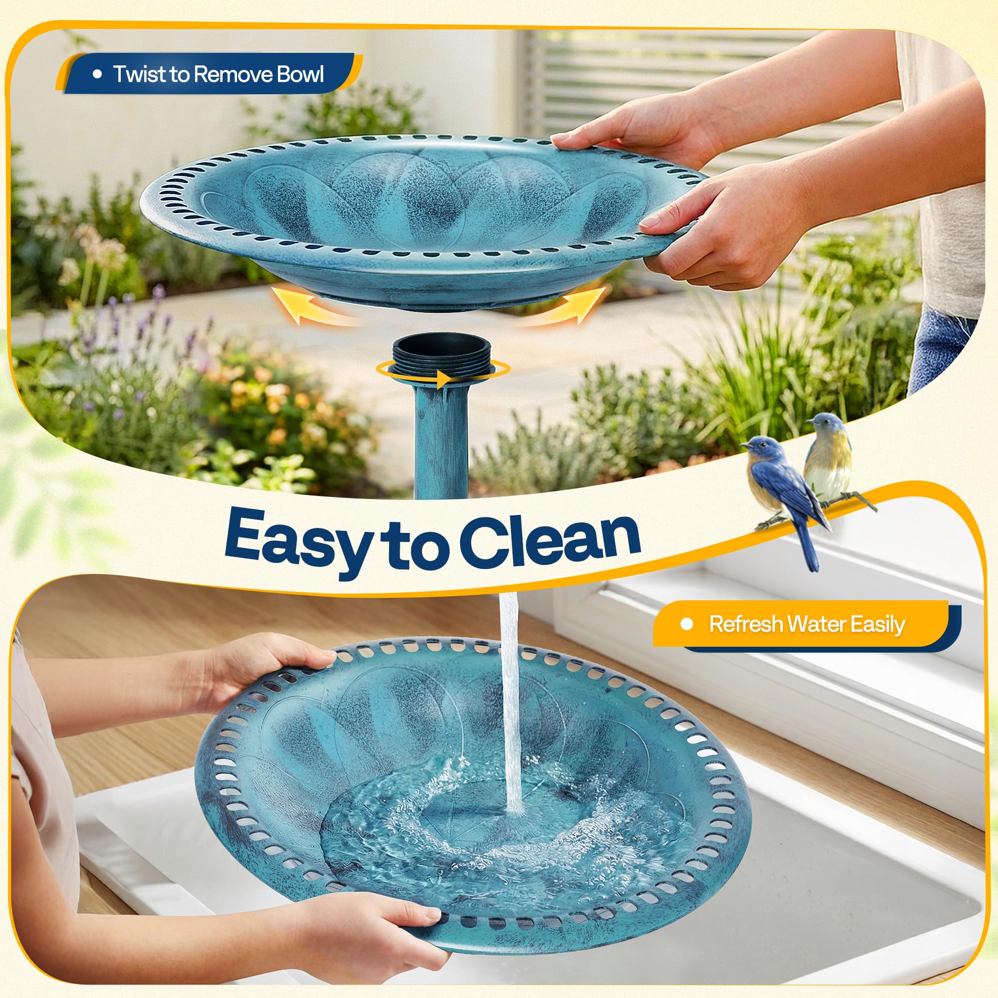 VIVOHOME hand twisting off bowl to show easy cleaning and quick water changes
