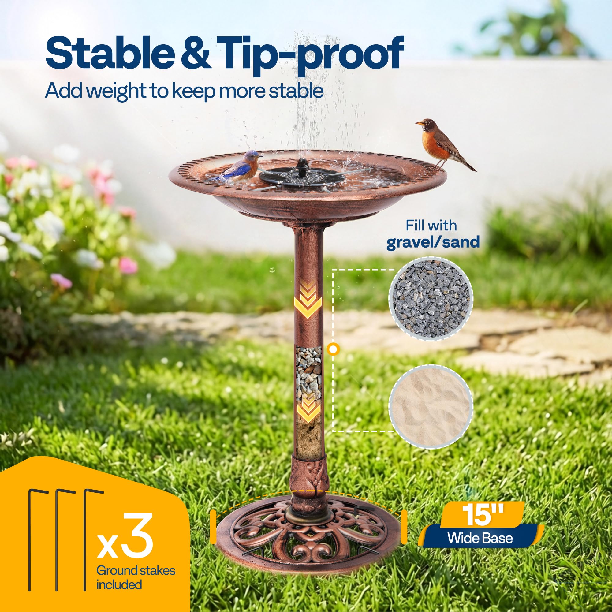 VIVOHOME bowl close-up texture showing durable polyresin finish for weather resistance