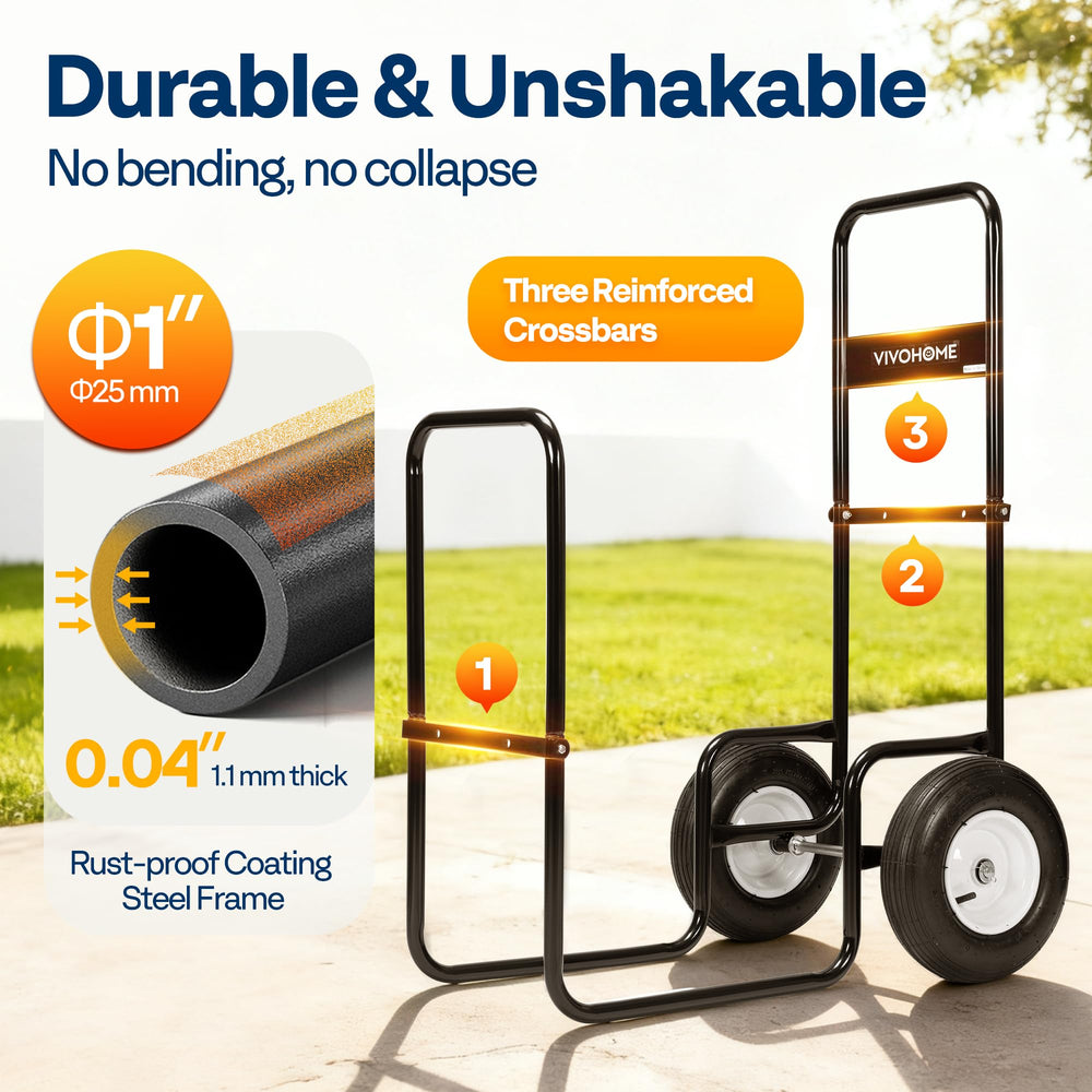VIVOHOME cart in yard moving logs for efficient outdoor chores