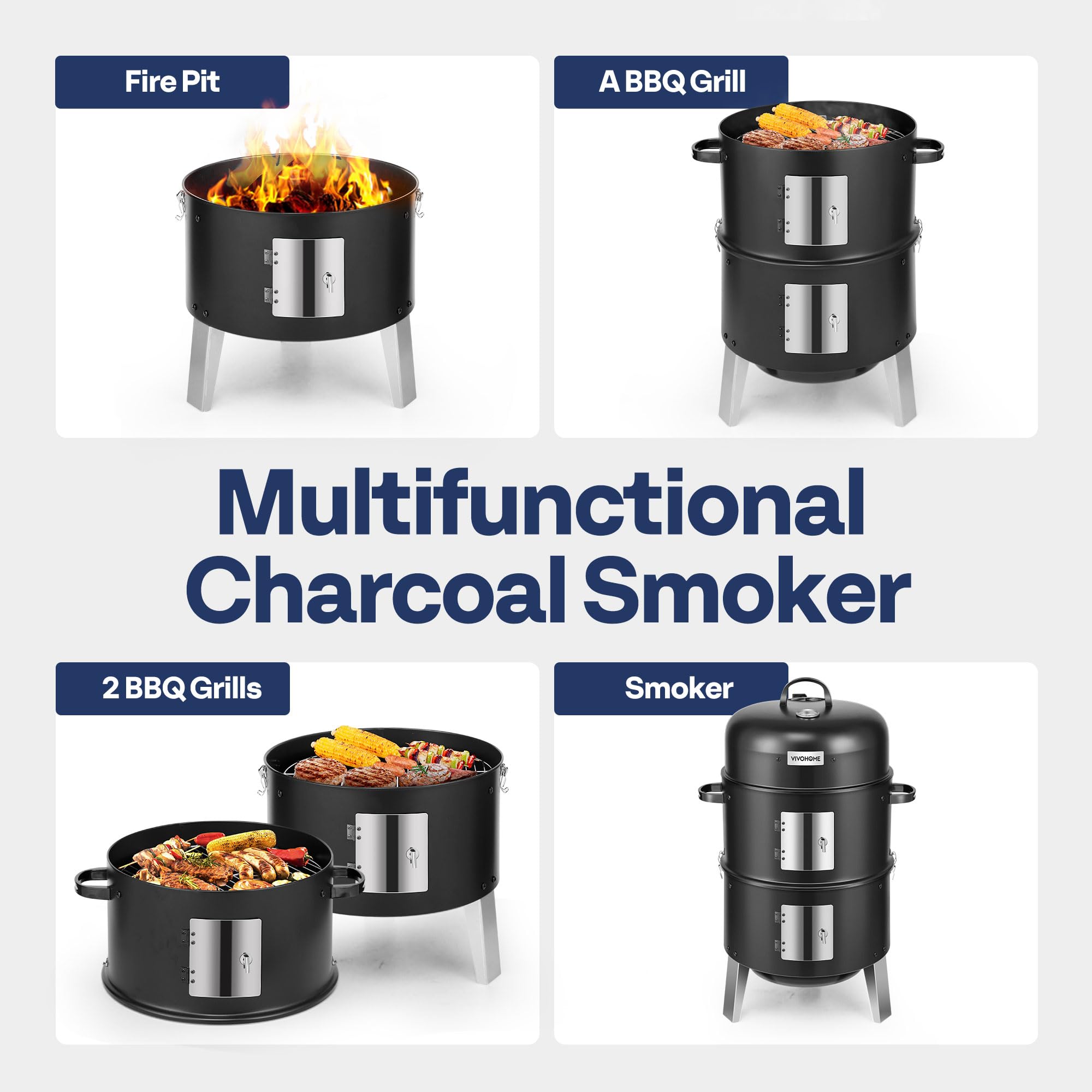 VIVOHOME chrome-plated grates close-up showcasing large cooking area and durability