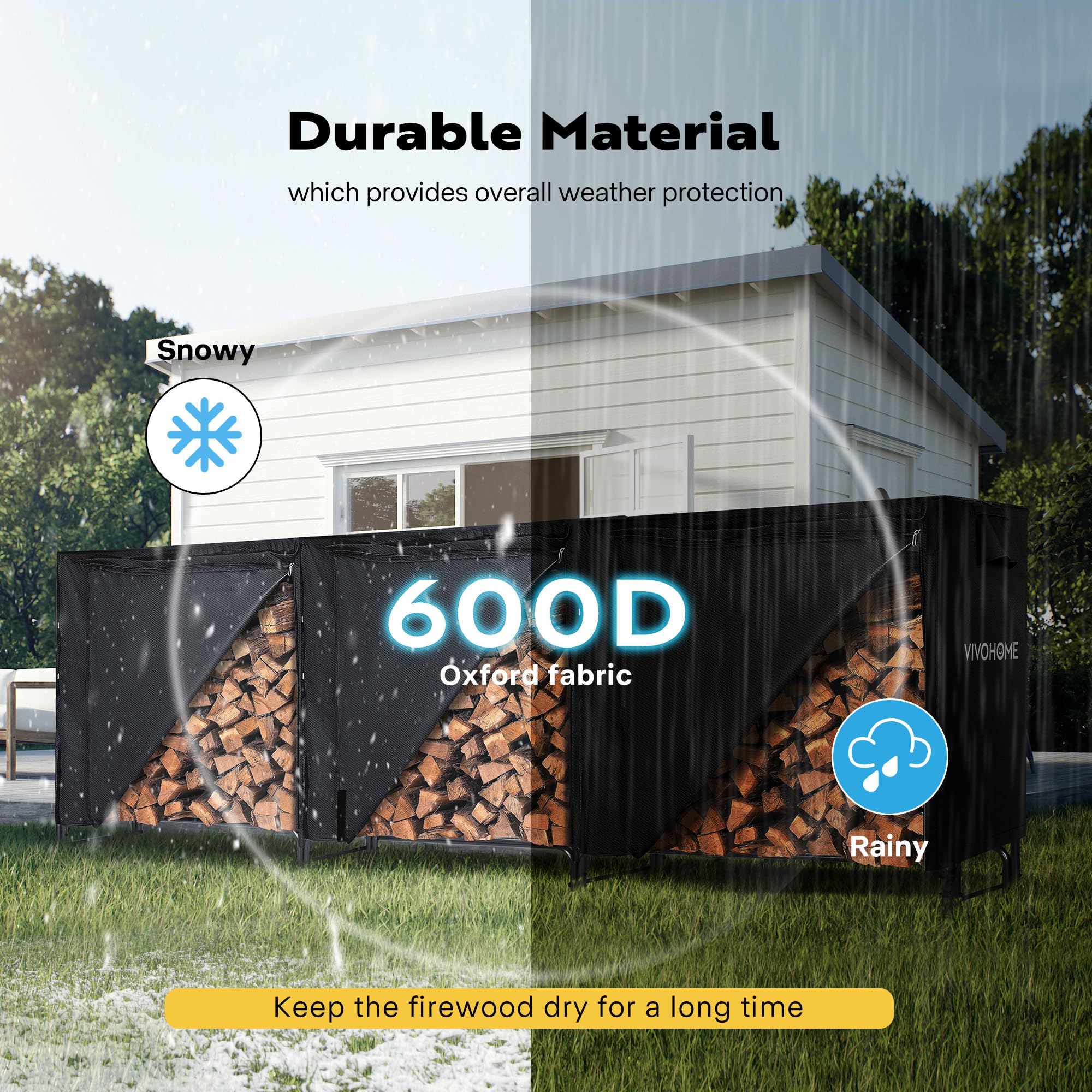 VIVOHOME close-up of 600D Oxford texture illustrating heavy-duty durability benefit