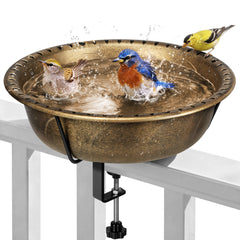 VIVOHOME front view of deck-mounted bird bath showing elegant copper finish and secure design