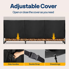 VIVOHOME covered rack in yard keeping firewood dry and ready to use
