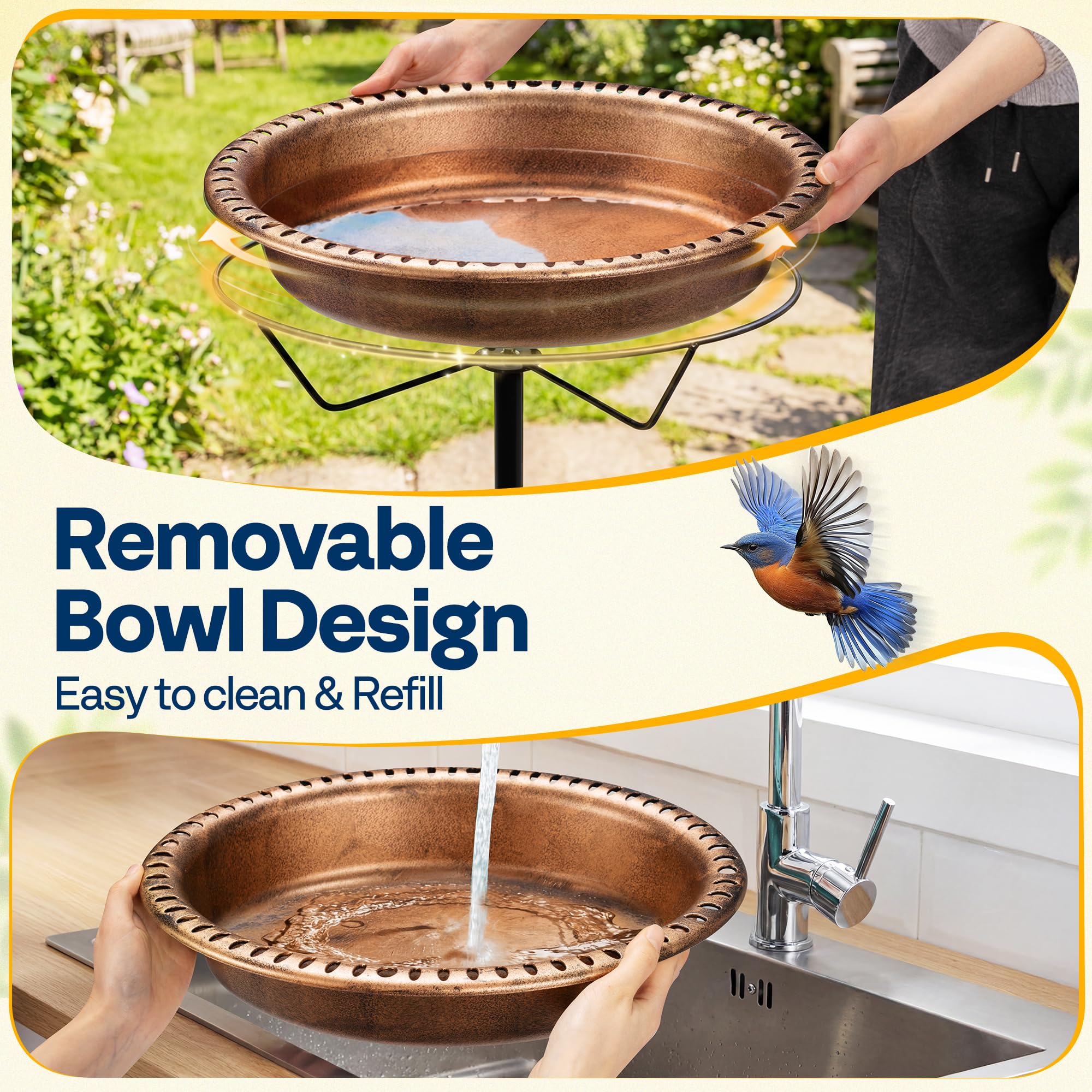 VIVOHOME removable bowl lifted off stand for easy cleaning and refilling