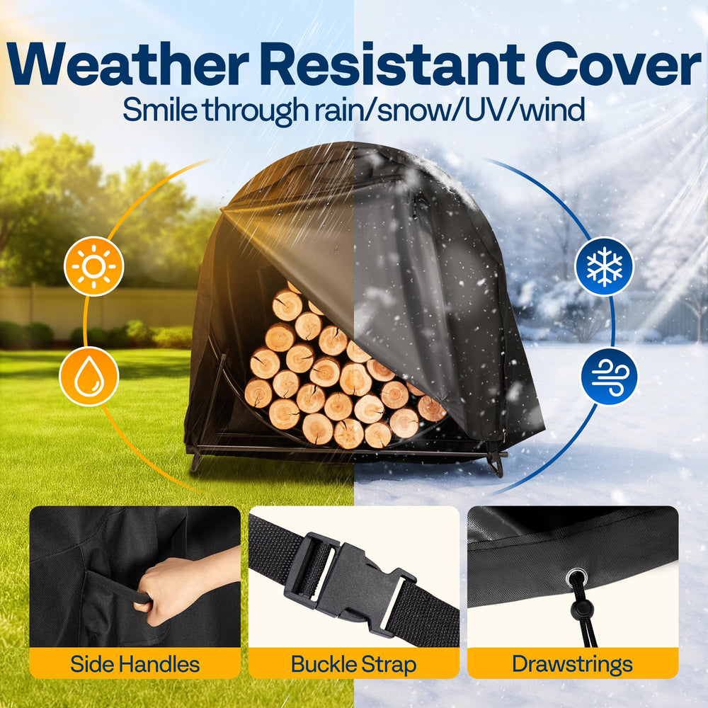 VIVOHOME rack holding elevated logs showing airflow benefit to reduce wood rot