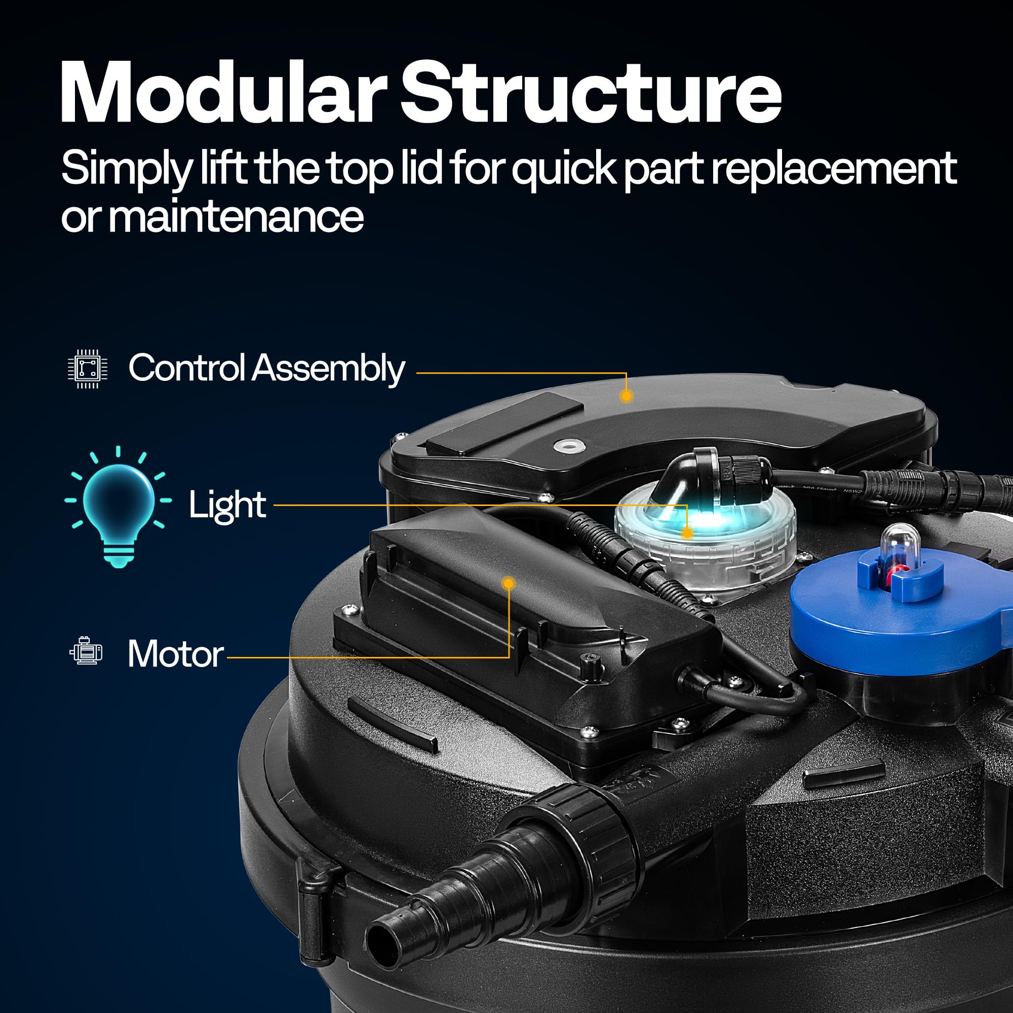 VIVOHOME size comparison with a bucket to show scale and recommended pond capacity