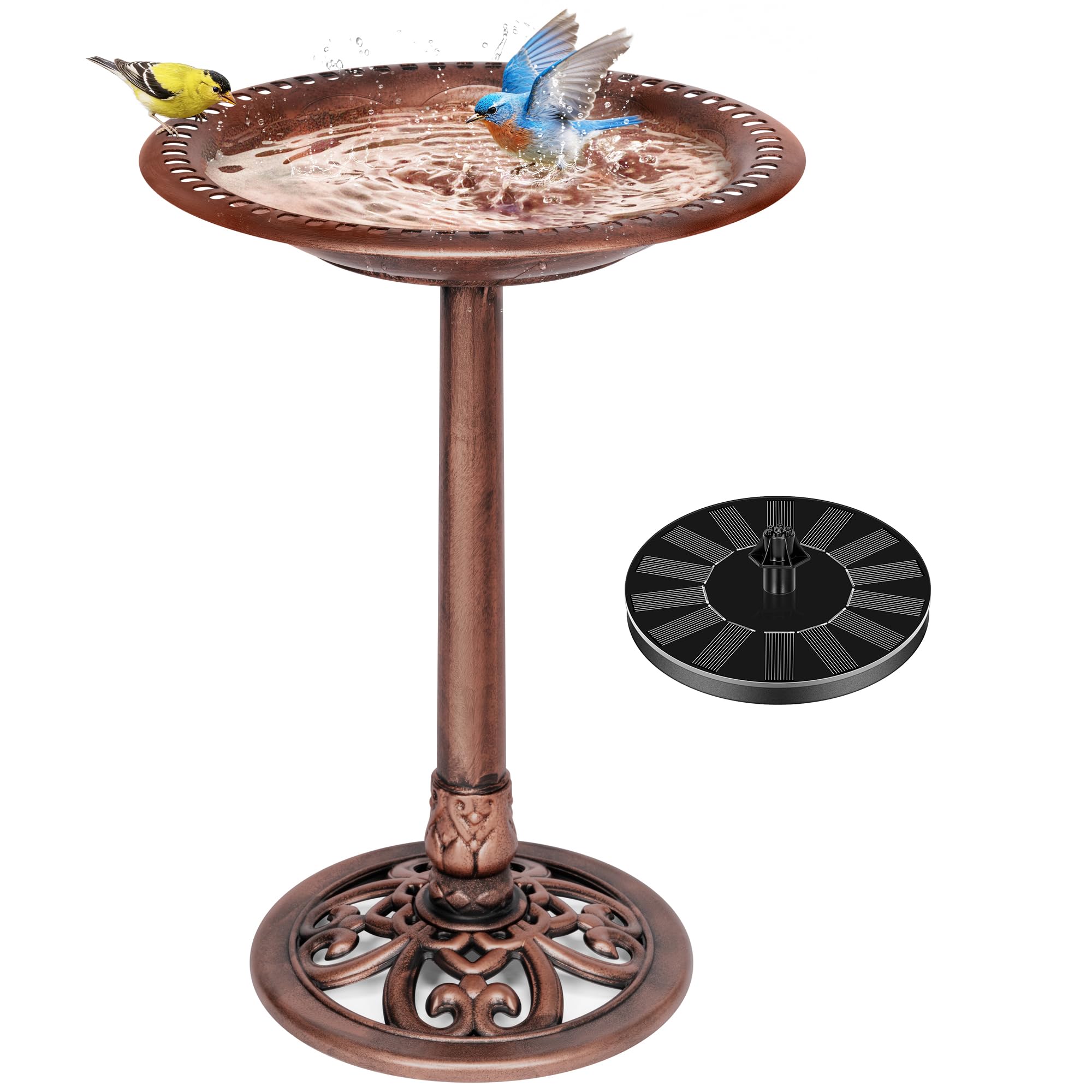 VIVOHOME front view bird bath showing bronze finish and elegant shape benefits curb appeal