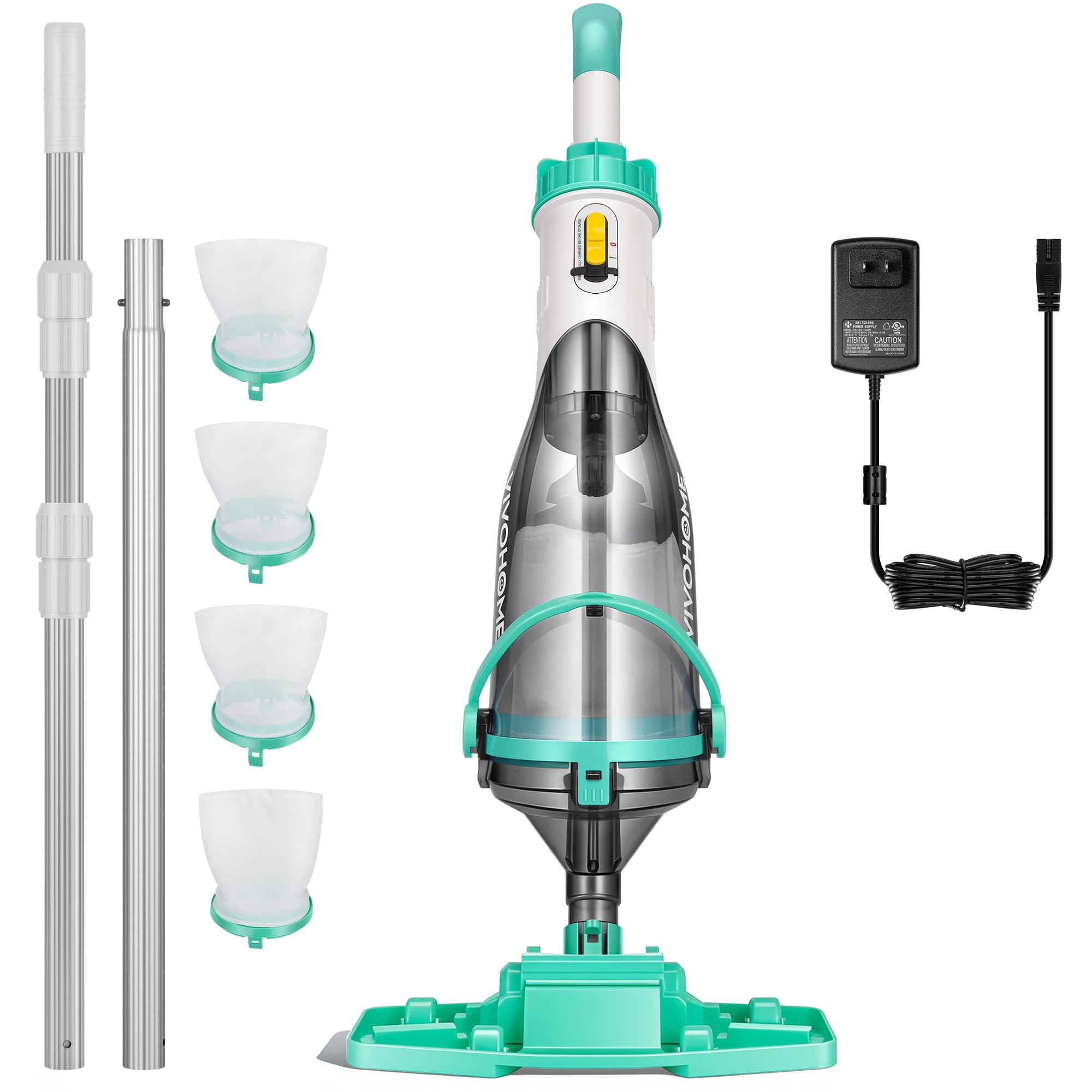 VIVOHOME front view handheld pool vacuum showing compact design and portability