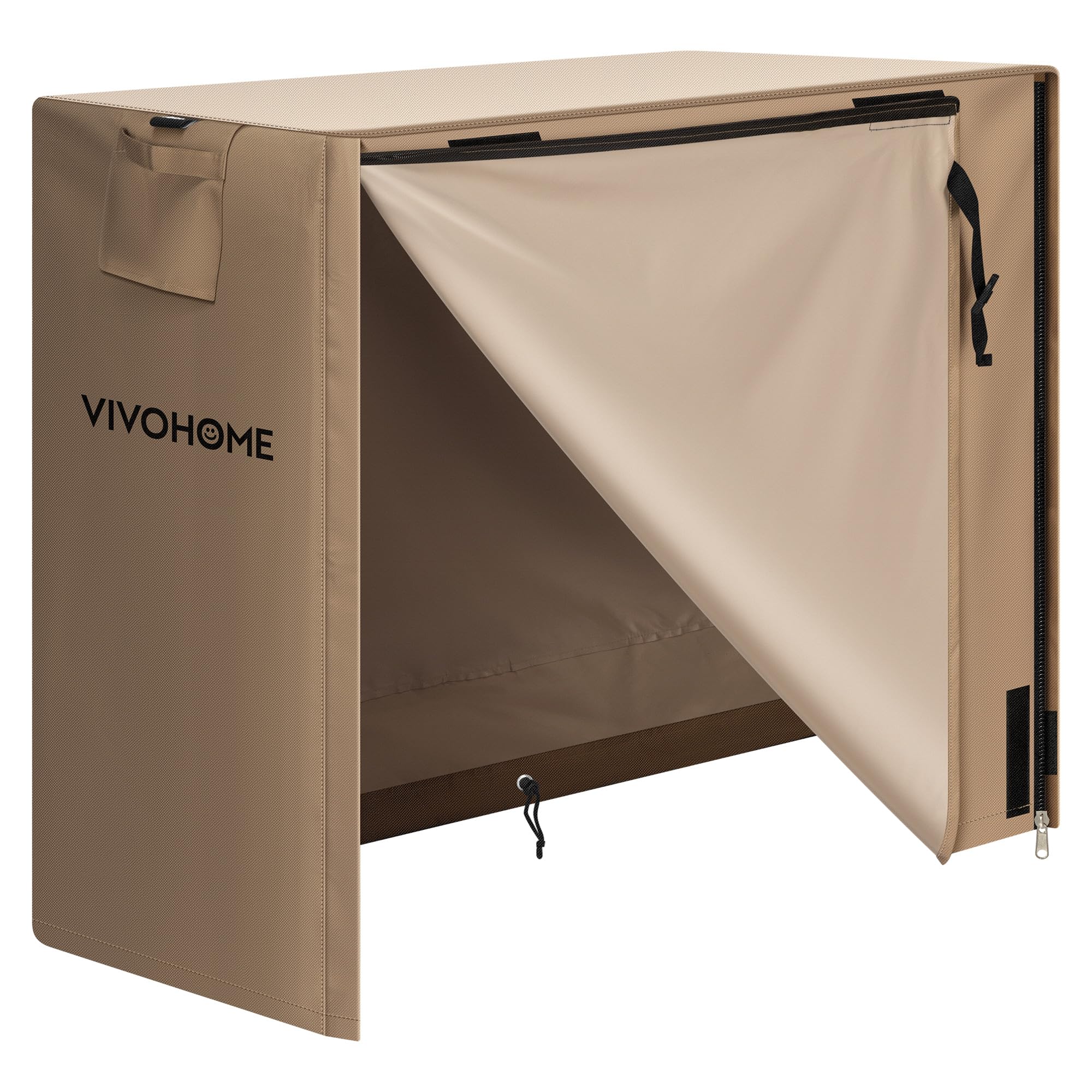 VIVOHOME front view of cover protecting stacked firewood with weather resistance