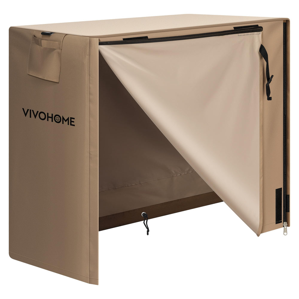 VIVOHOME front view of cover protecting stacked firewood with weather resistance