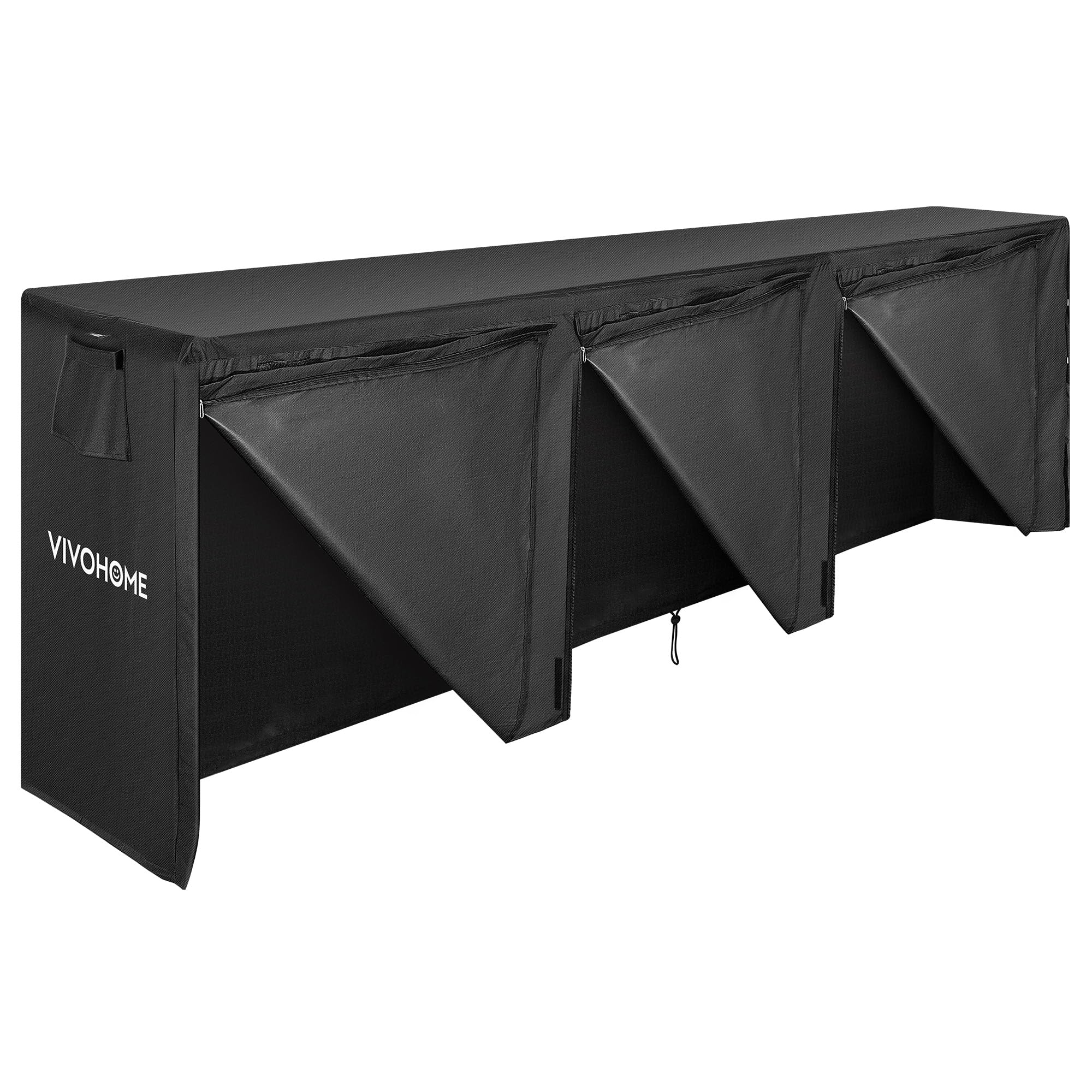 VIVOHOME front view on log rack showing full 12ft protection and weather resistance