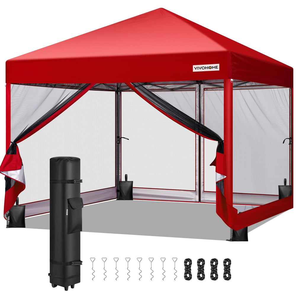 VIVOHOME front view red gazebo showing shade and shelter benefit