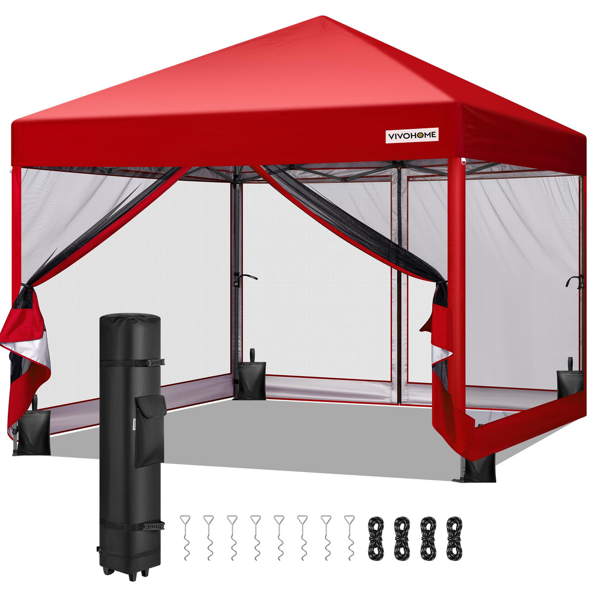 VIVOHOME front view red gazebo showing shade and shelter benefit