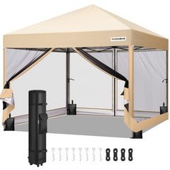 VIVOHOME front view of screened tent showing shaded shelter and easy access