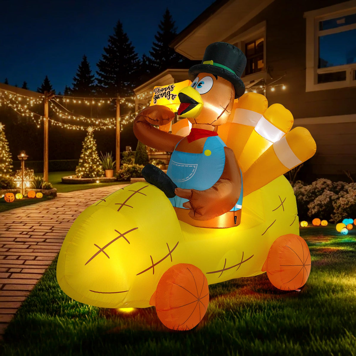 VIVOHOME front view of turkey corn car showing festive design and curb appeal