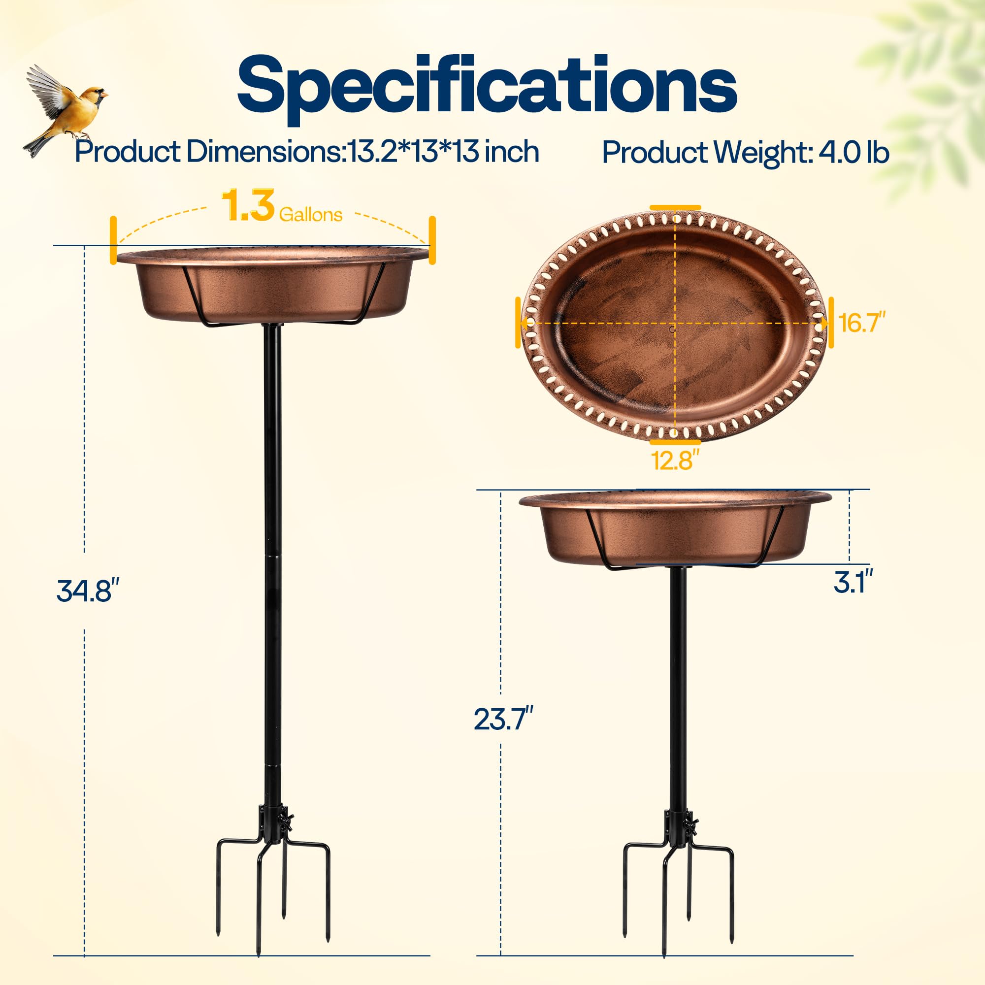 VIVOHOME bronze bird bath in garden setting adding charm and function