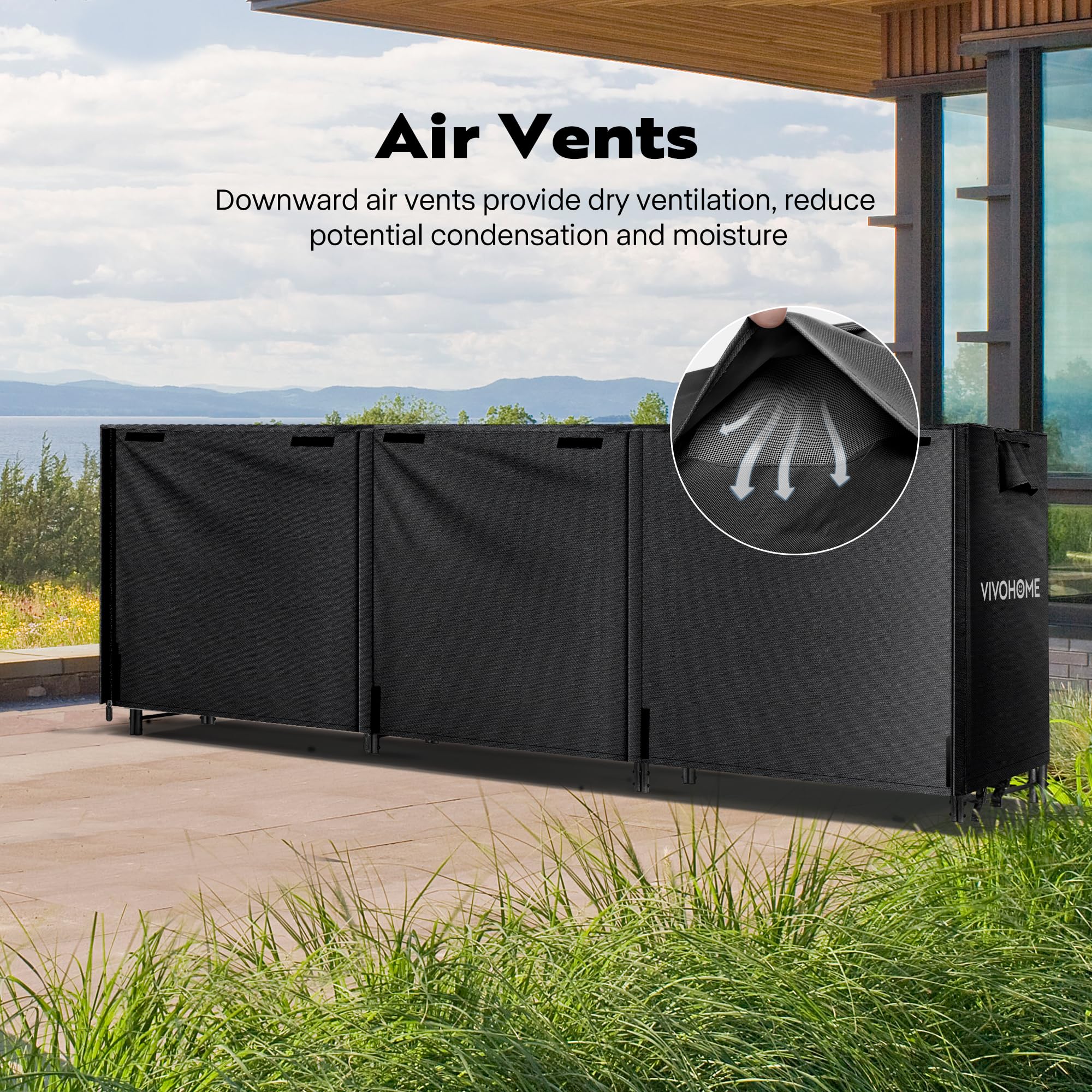 VIVOHOME cover on rack during rain demonstrating water shedding performance