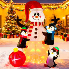 VIVOHOME inflatable snowman front view showing festive pose and bright LEDs