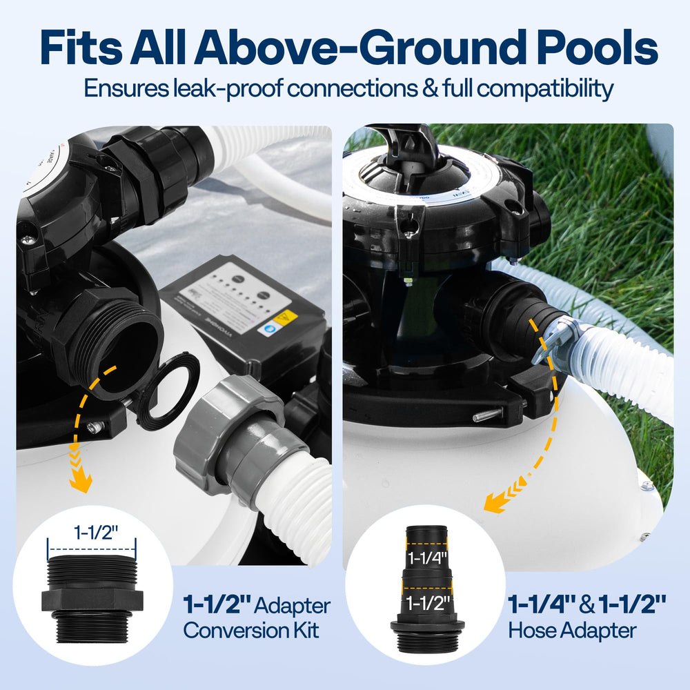 VIVOHOME pump and tank installed on an above-ground pool showing real-world setup