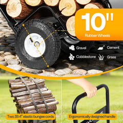 VIVOHOME cart in use hauling logs across gravel for effortless transport