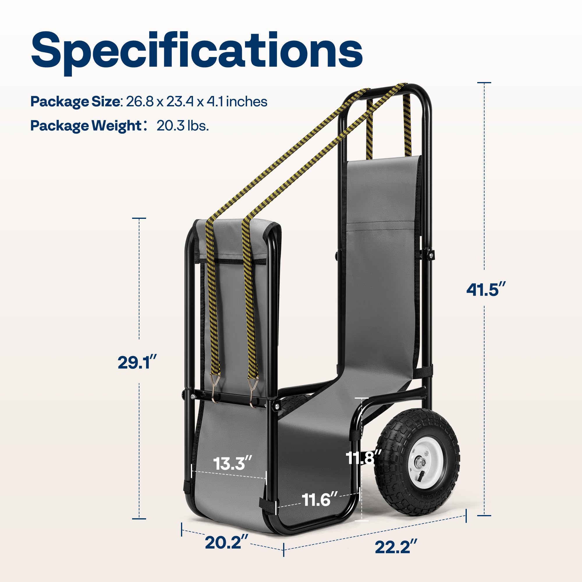 VIVOHOME cart loaded with firewood demonstrating large 1/8 cord capacity