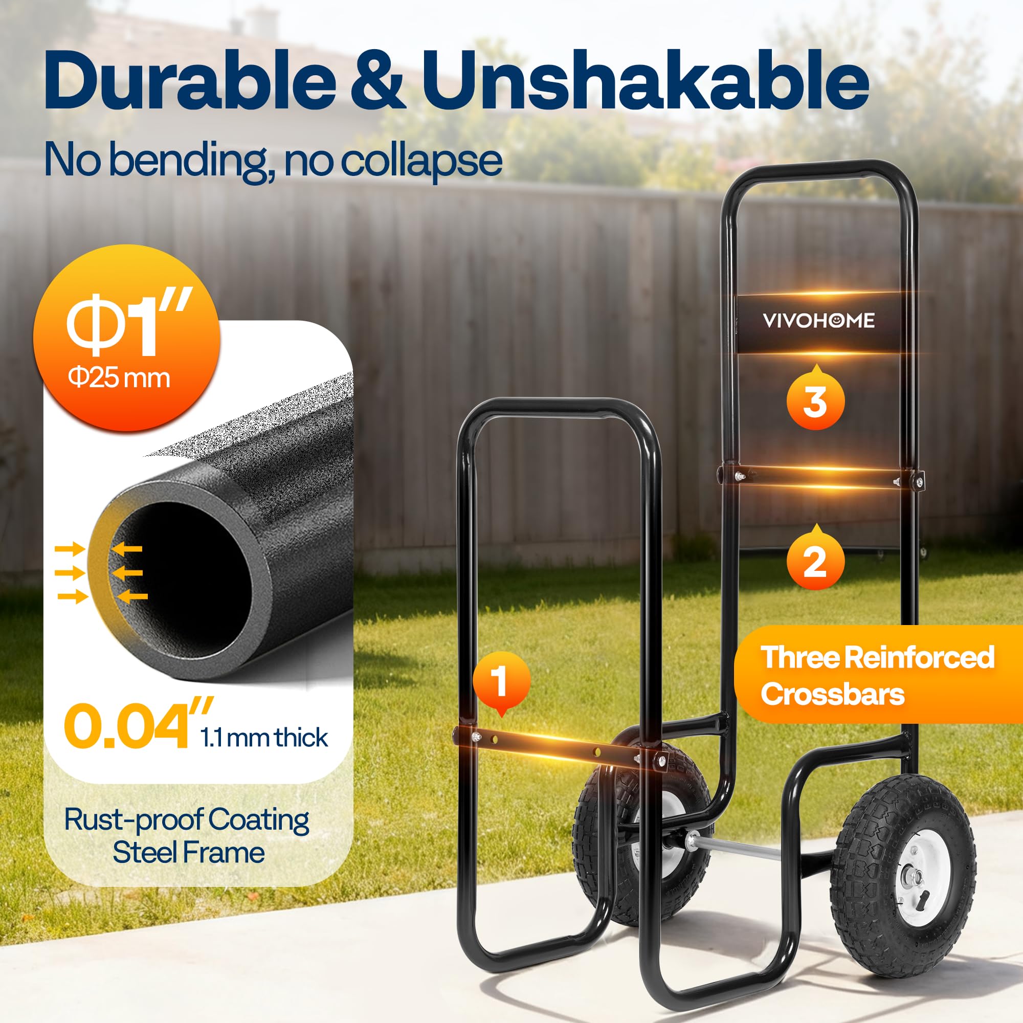 VIVOHOME cart next to person showing scale and comfortable handling benefit