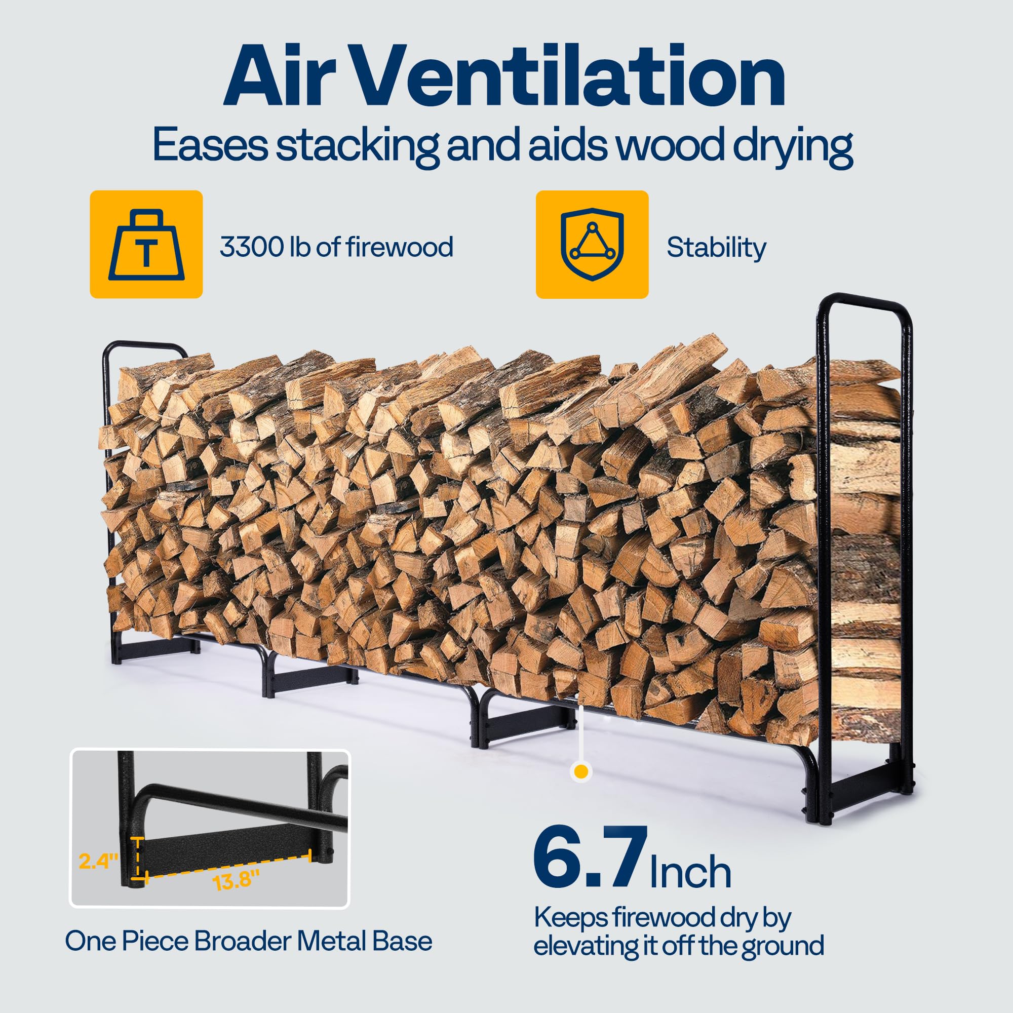 VIVOHOME side profile with waterproof cover protecting logs from rain and snow