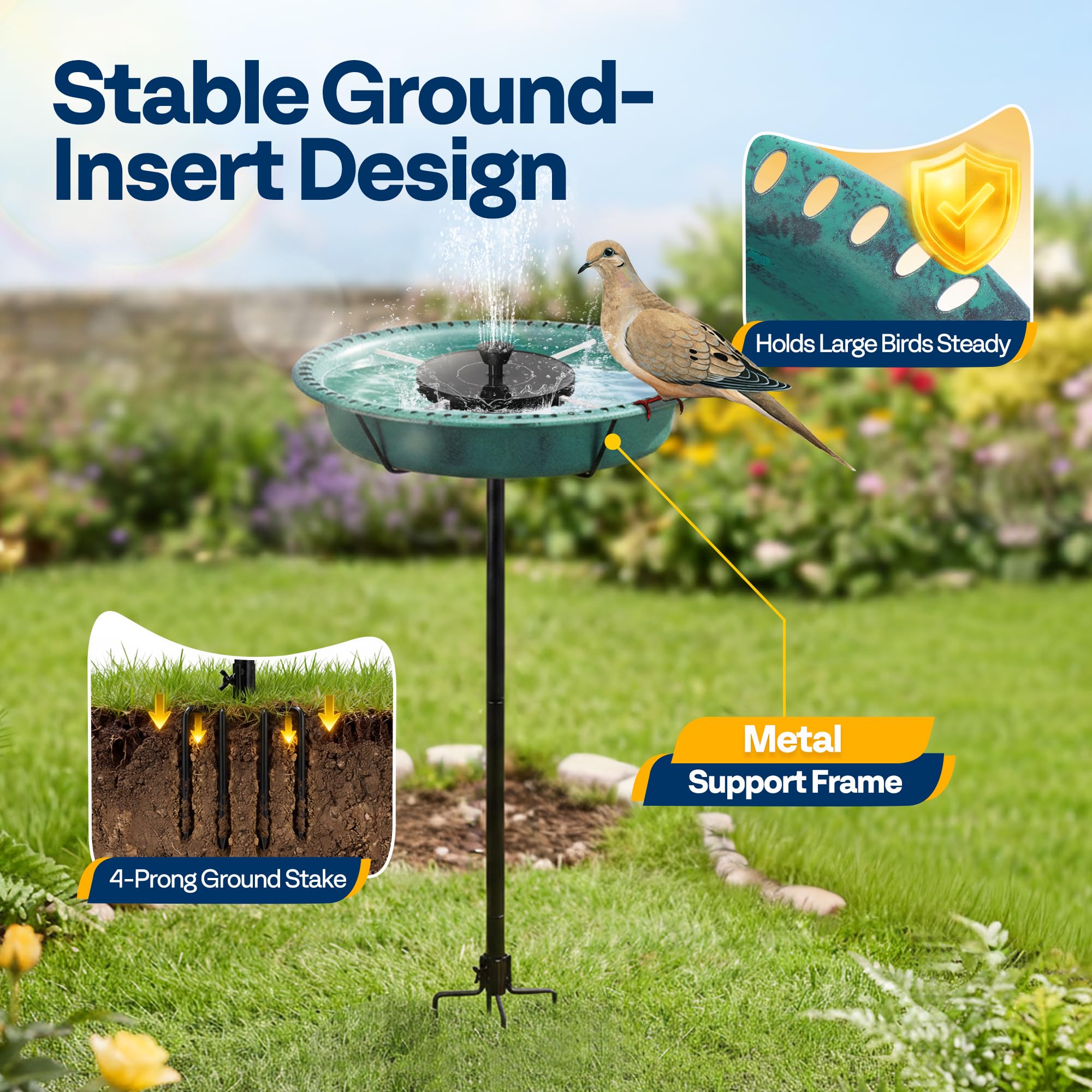 VIVOHOME metal stake anchored in soil for enhanced stability and wind resistance