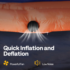VIVOHOME self-inflating blower setup showing quick one-minute inflation benefit