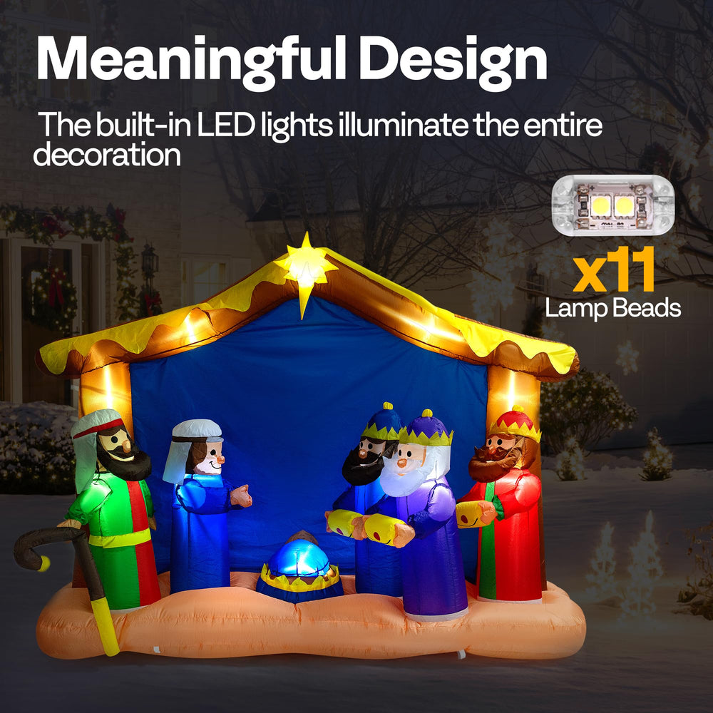 VIVOHOME nativity lit at night with internal LEDs for bright visibility