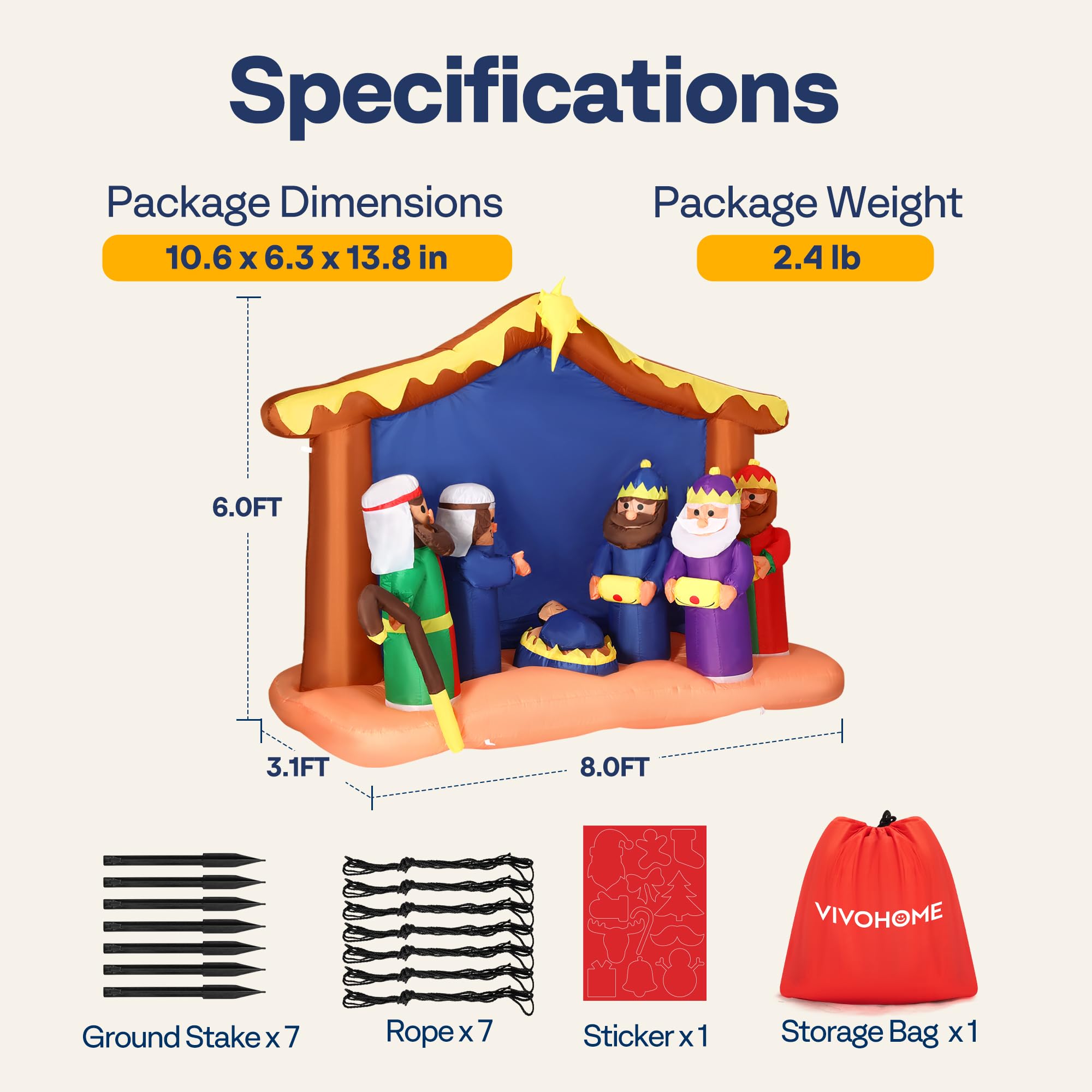 VIVOHOME nativity folded into storage bag for compact offseason storage