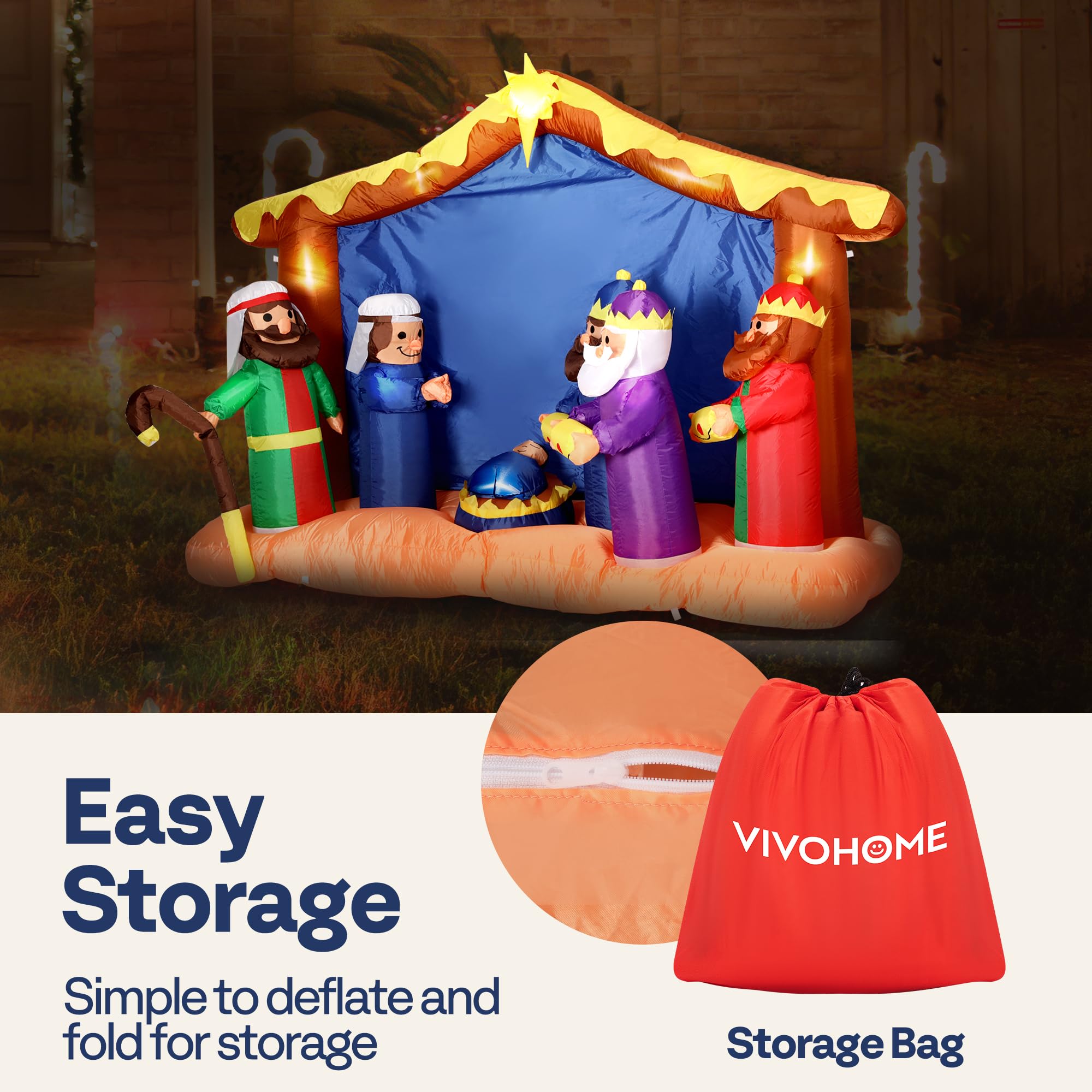 VIVOHOME nativity next to a person to show 8ft size and yard impact