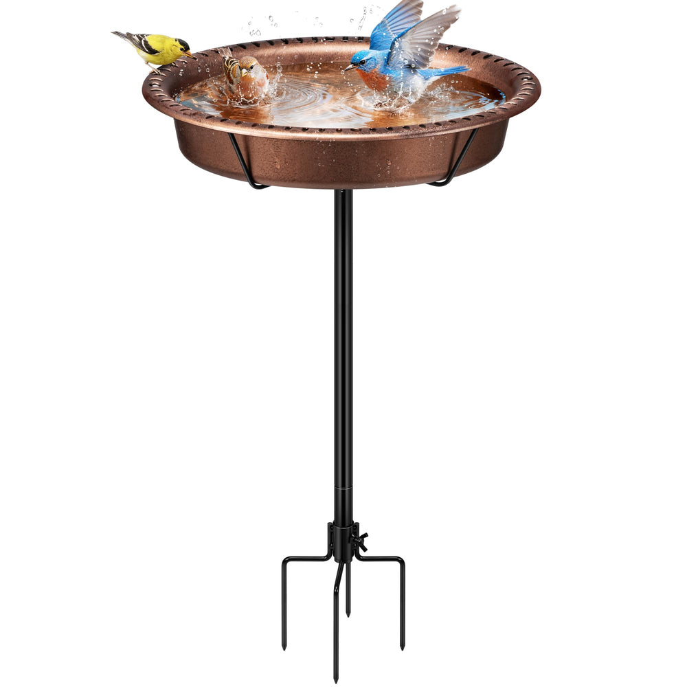 VIVOHOME oval bird bath front view showing bronze finish and inviting water