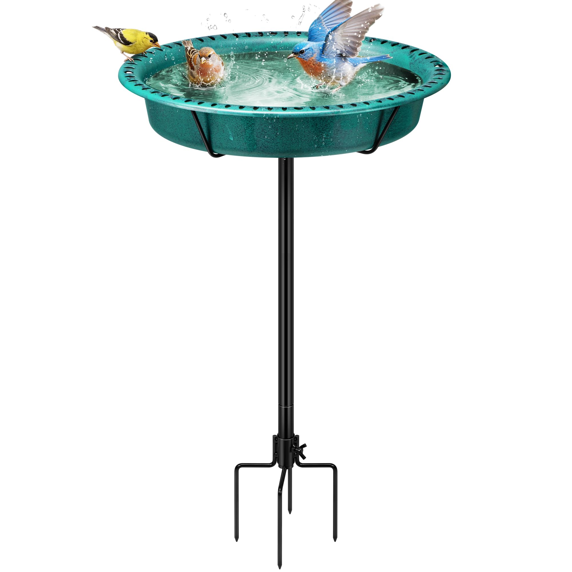 VIVOHOME front view of oval bird bath showing attractive green finish and shape