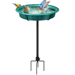 VIVOHOME front view of oval bird bath showing attractive green finish and shape