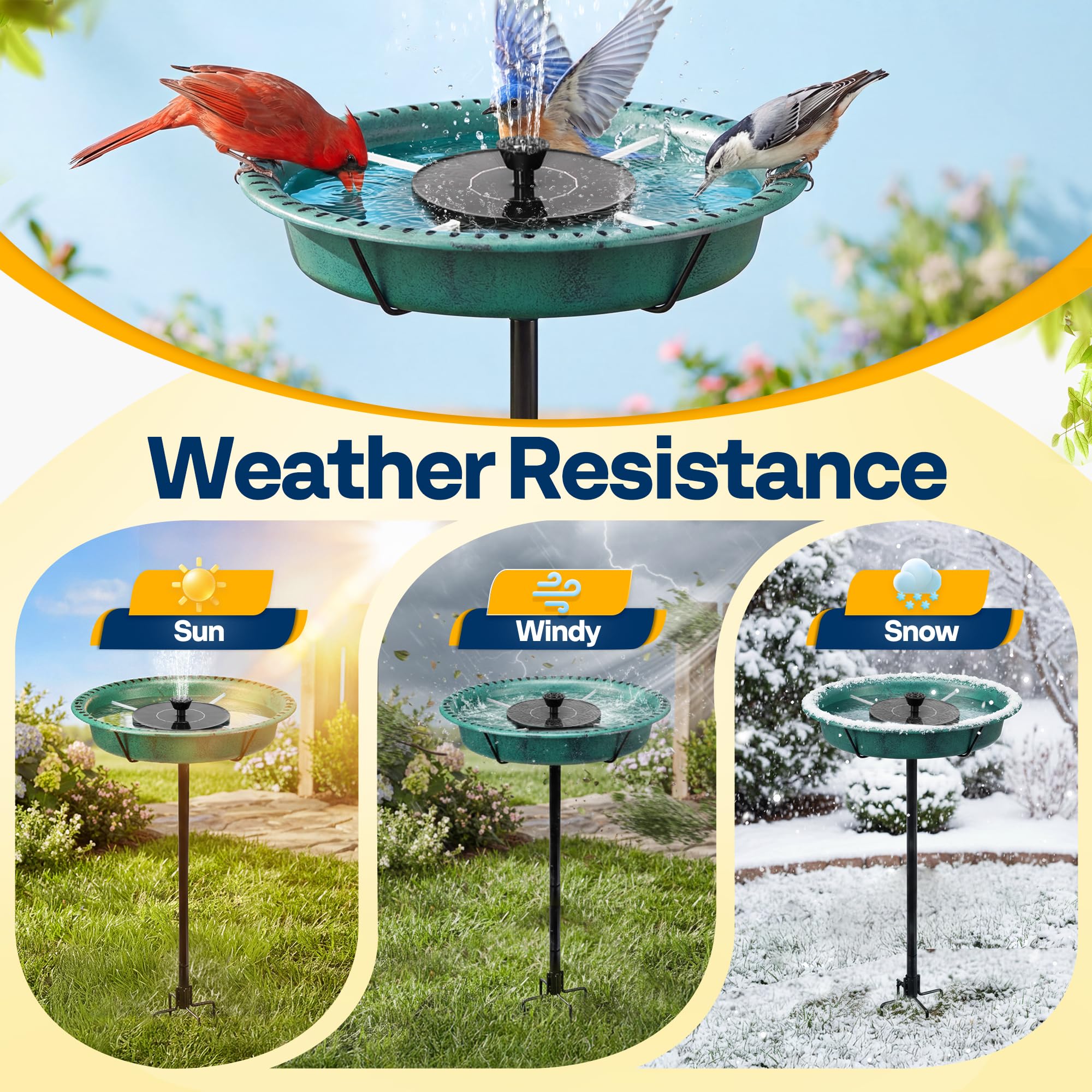 VIVOHOME oval bird bath with stones creating shallow areas for small birds