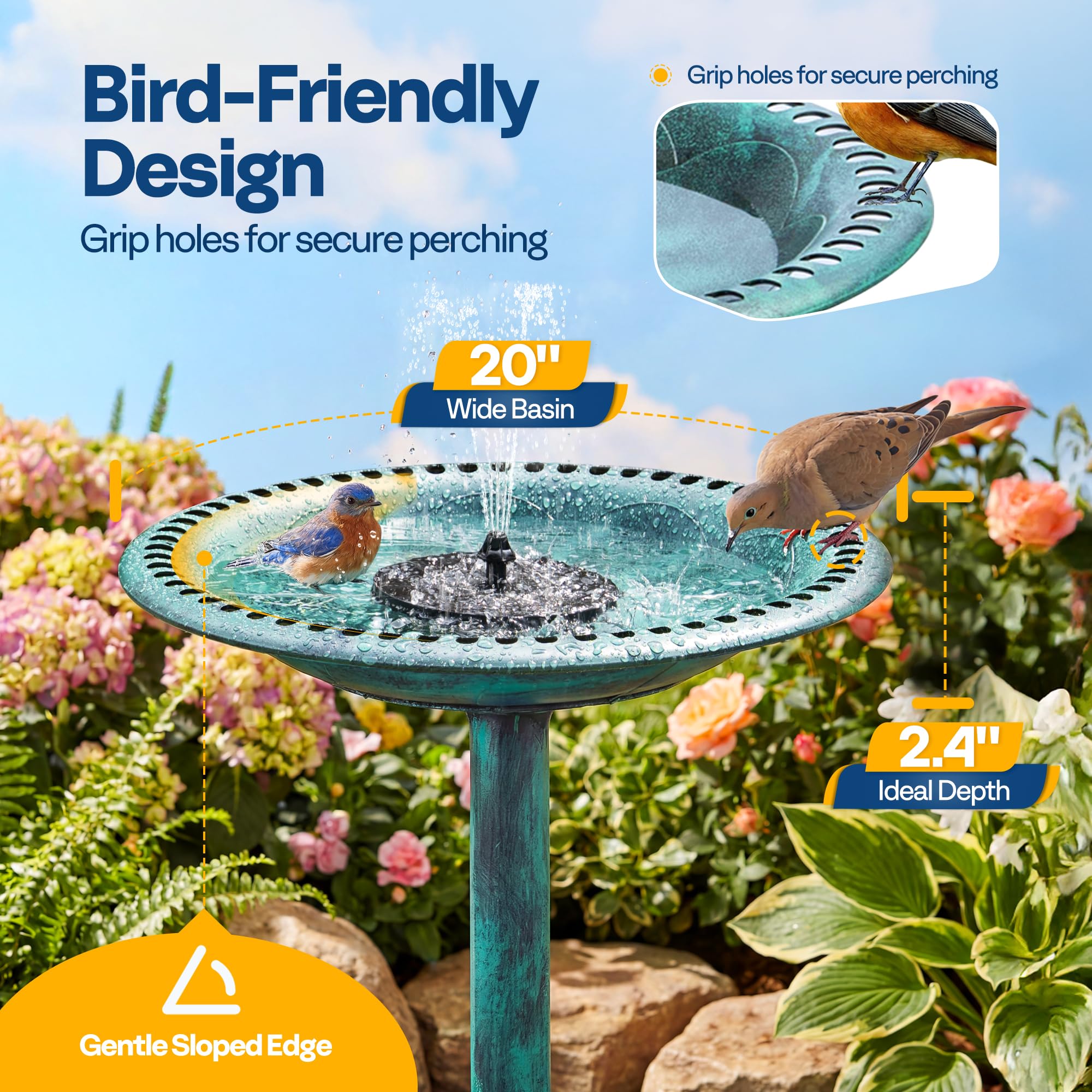 VIVOHOME pedestal base with ground stakes illustrating stable weather-resistant setup
