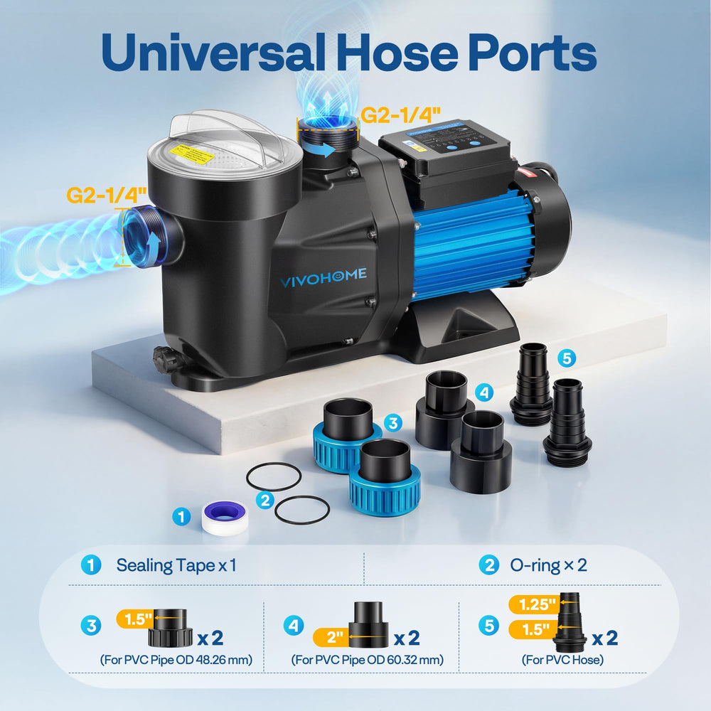 VIVOHOME pump installed in pool equipment area enabling strong circulation