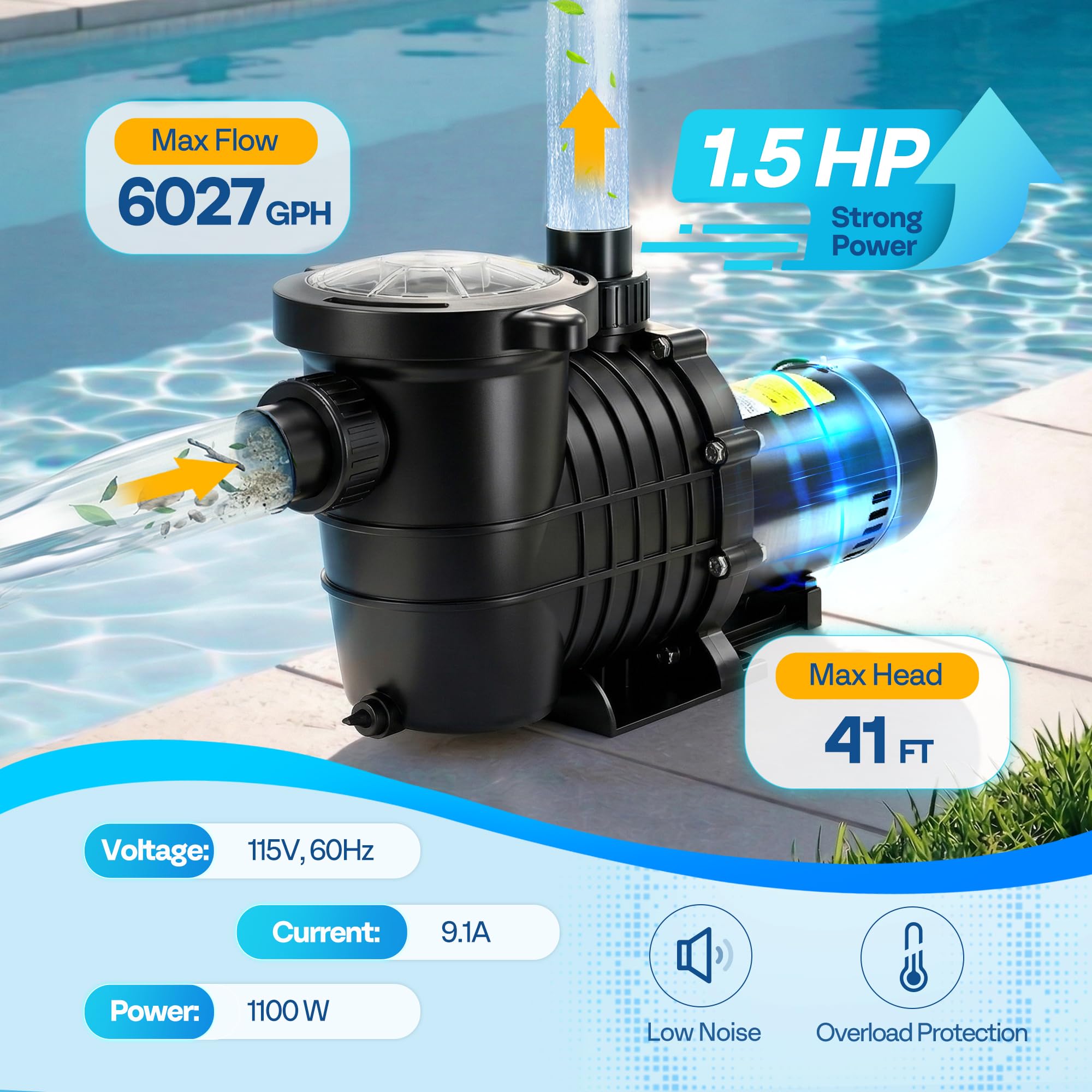 VIVOHOME pump large strainer basket close-up capturing leaves and debris efficiently