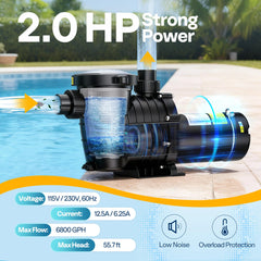 VIVOHOME pump transparent lid closeup for easy debris inspection and quick maintenance