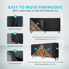 VIVOHOME rack loaded with split logs demonstrating organized storage